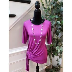 Kate and Mallory Top Women M Purple Ruched Side Stretchy Tunic Blouse